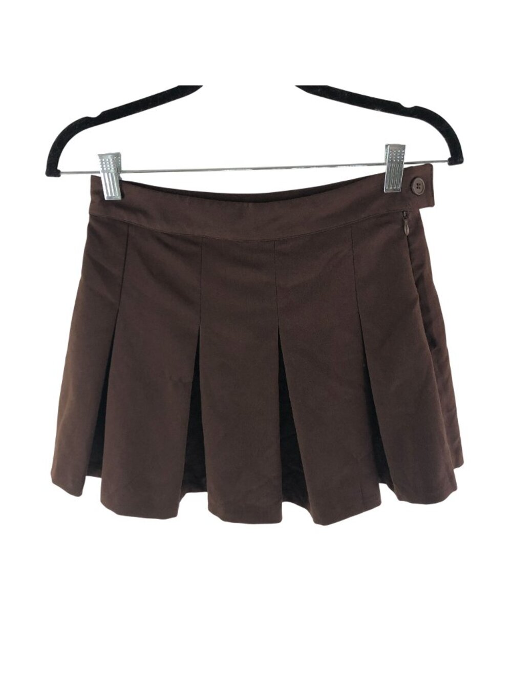 H&M Divided Womens Brown Pleated Mini Skirt 4 Schoolgirl Dark Academia Preppy
